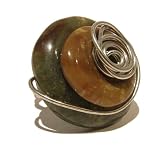 Jasper Ring 07 Wire Wrapped Moss Agate Green Brown Silver Crystal Healing Stone Size 6