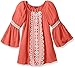 My Michelle Girls' Big Tunic with Bell Sleeves and Embroidery Down The Front