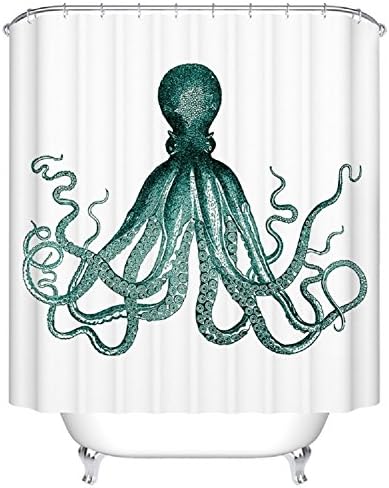 Custom Waterproof Fabric Bathroom Shower Curtain Atrovirens Octopus 60"(w) x 72"(h) Bath Shower Curtain