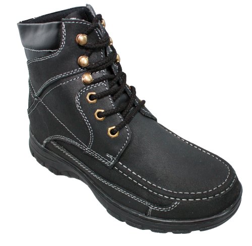 CALDEN - K8828971 - 2.8 Inches Taller (Black & Grey Work Boot) - Height Increasing Shoes for Men