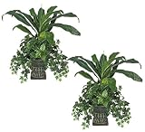 TWO Pre-Potted 24" Mixed Artificial Silk Plants for Home Decoration
