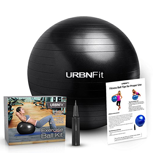 Exercise Ball (55 CM) for Stability & Yoga - Workout Guide Incuded - Professional Quality (Black)