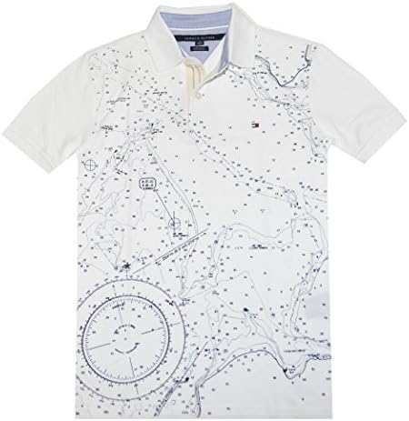 Tommy Hilfiger Men Custom Fit Graphic Polo Shirt (M, White/Navy)