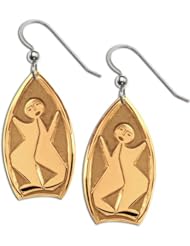 14K Yellow Gold Northwest Coast Native American Dancer Earrings. Made in USA.