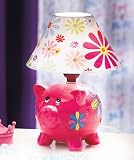 Handpainted Pink Pig Table Lamp