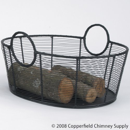 Woodfield Black Steel Wire Wood Basket Wood Holder for Fireplace