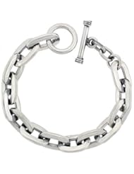 Sterling Silver Oval Cut-out Link Bracelet Toggle Clasp Handmade 1/2 inch wide, sizes 8, 8.5 & 9 inch