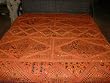 Banjara Vintage Mirror Sari Embroidery Bedspreads Orange Tapestry King Bedcover 90x108