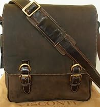 New Visconti unisex large brown leather messenger man bag style 16014