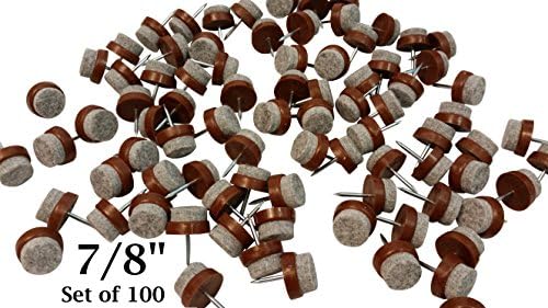 Felt Bottom Nail-On Chair Glides Protect Tile & Hardwood Floors 7/8" - Set of 100