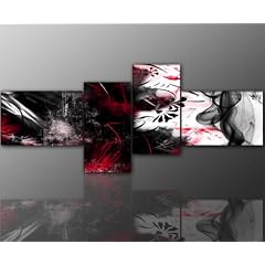 WOW - Top Bilder - Gesenkt von 69,- Euro auf 39,- Euro !!! Wandbild xxl large 4 teilig g�nstig & modern (abstrakt_grunge_4teilig-60x165cm) Bild auf Leinwand und Keilrahmen, der aktuelle Deko Trend 2011! Modern Art Pics in hoher Qualit�t als original Kunstdruck - Picture Style Motiv (Abstrakt schwarz rot weiss) Foto als Bild. Ein Blickfang der neuen Generation f�r Jung & Alt. Ideal als Geschenk f�r Familie & Freunde. Weitere sch�ne Foto Bilder im Bild Online Shop. (murale canvas picture art print l�mina image)