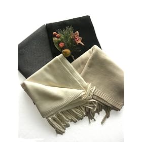 Pure Cashmere Pashmina Knit Scarf with Rib Trim Border 18x72
