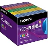 Sony 25CRM80XS CD-R Audio Color in Color Slim Jewel Cases 25-Pack