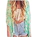 Shensee Supple Women Floral Printed Half Sleeve Chiffon Kimono Cardigan Tops Blouse