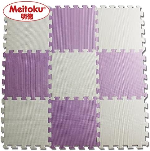 Meitoku Solid EVA foam puzzle mat /24Tiles Purple and White/Each Tiles 12"x12" 3/8"Thick