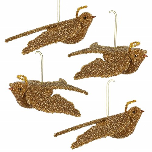 Martha Stewart Collection Gold Beaded Birds Set of 4 Christmas Ornaments Martha Stewart Collection Gold Beaded Birds Set of 4 Christmas Ornaments