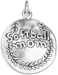 Sterling Silver Antiqued Softball with "Softball Mom" Charm