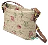 Tapestry Ladies Petite Adjustable Across body Shoulder Messenger Bag (Red Roses) - Gobelin Style