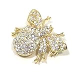 Clear Austrian Rhinestone Bumble Bee Gold Plated Brooch Pin