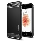 【Spigen】 iPhone SE ケース, ラギッド・アーマー [ 米軍MIL規格取得 落下 衝撃 吸収 ] アイフォン se / 5s / 5 用 TPU カバー (ブラック)