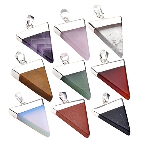 JOVIVI® Silver Plated Pyramid Triangle Healing Point Chakra Pendant - Get 1 Free Genuine Leather Necklace