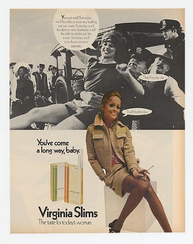 1970 Virginia Slims Cigarette Someday Wear Any Bathing Suit Print Ad (16036)