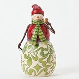 Jim Shore for Enesco Heartwood Creek Red and Green Snowman with Pipe Figurine, 9.25-Inch