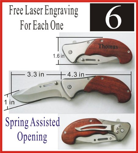 6pcs Personalized Pocket Spring Assist Knife Wedding Groomsman Gift Free Engraving