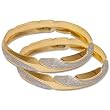 Gold and Rodium Plated Bangle Bracelets Pair Womens Costume Jewelry in Indian-Style 2.5 inches