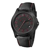 Gucci Men`s YA126224 G Timeless Black IP Black Techno Leather Strap Watch