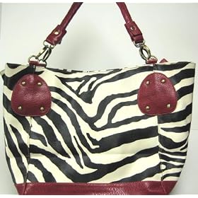 Click here to buy Large Black White Zebra Striped Handbag Red Trim by Coolstuff4U.