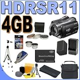 Sony HDR-SR11 60GB Hard Drive HD Camcorder with 12x Optical Zoom PLUS 4GB PRO Duo Memory Stick - Extra Rechargeable Battery - 3 Piece Filter Kit - Full Size Tripod - Wide Angle & 2x Telephoto Lenses - Quick External Charger - HDRSR11 BigVALUEInc Accessory Saver Bundle + MORE