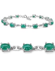 6.72 ct. t.w. Genuine Emerald Tennis Bracelet set in Sterling Silver ( 7.5 inches)