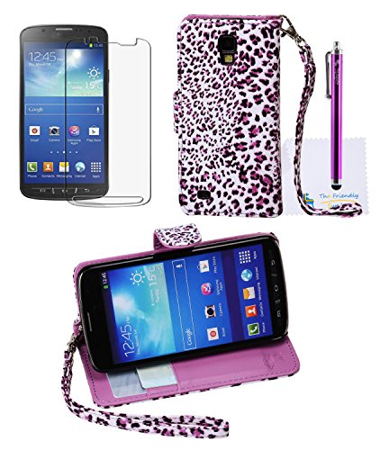The Friendly Swede Basics PU Leather Stand Wallet Case for Samsung Galaxy S4 Active i9295 (Purple Leopard)