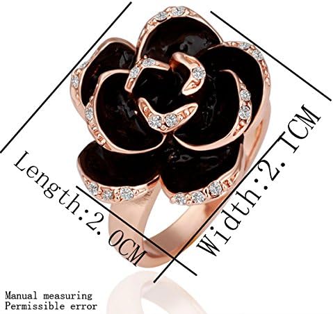 Vikis Fashion Gold Plated Crystal Jewelry Sets Black Rose Enamel Flower Ring Necklace Earring