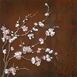 IMAGE OF Cherry Blossoms on Cinnabar II MUSEUM WRAP CANVAS Print With Added Heavy BRUSHSTROKES Janet Tava 20x20