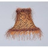 Bell Shaped Silk Chandelier Clip On Lamp Shades - Gold Black with Silk Fringe Amber Beaded - B1467