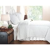 Greenland Home Ruffled White Quilt Set, Twin
