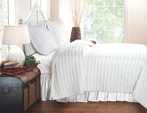 Greenland Home Ruffled White Quilt Set, King