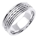 14K White Gold Braided Mens Wedding Band Ring 8mm