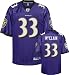 LeRon McClain Youth Jersey: Reebok Purple Replica #33 Baltimore Ravens Jersey - X-Large (18-20)
