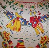 Retro 1940's Vintage Reproduction Mexican Fiesta tablecloth