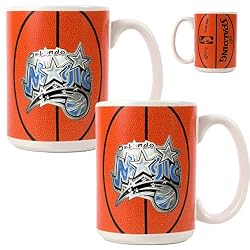 Orlando Magic NBA 2pc Ceramic Gameball Mug Set - Primary Logo by Great American Products