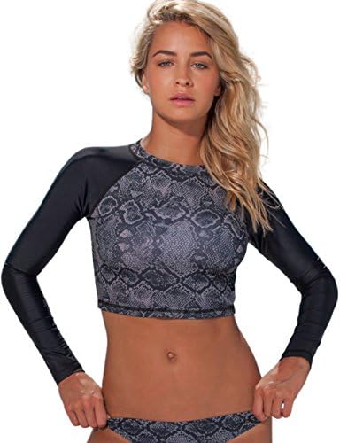Kollide Women's Rash Guard Top Onyx Snake Medium