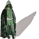 Mittelalter-Cape mit Kapuze, Samt, grün, Größen S - XL