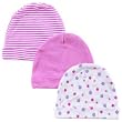 Luvable Friends 3-Pack Infant Caps-Pink - 0-6 Months
