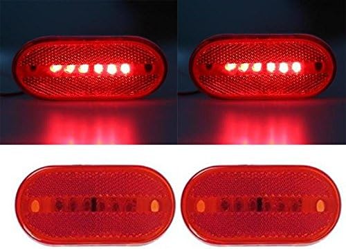 Partsbox 2pcs 4"x2" 6 LED Waterproof Side Marker Light Turn Signal Light For Car Front Rear Light(Red)