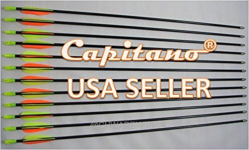 26"-24 Capitano® Archery Fiberglass Target Practice Arrows with Nocks and Fletches, 66cm (2 Dozen)