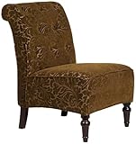 Leah Brown Velvet Floral Armless Chair