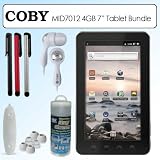 Coby MID7012-4G 7 Inch Kyros 4GB Touchscreen Tablet Bundle With Accessories